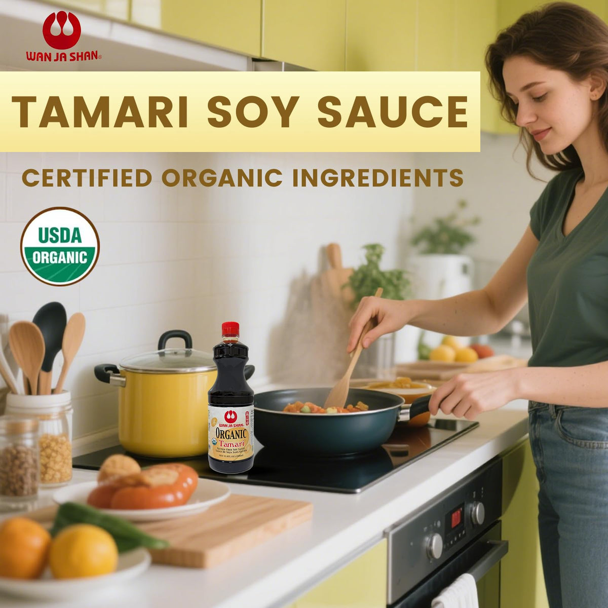 Wan Ja Shan Tamari pour showing rich savory aroma in action.