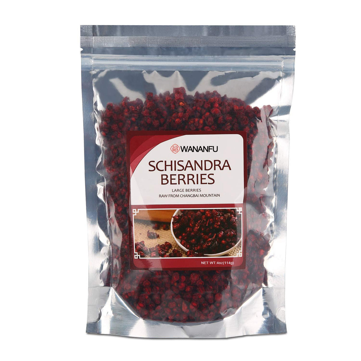Wananfu Schisandra dried 4oz for tea and flavorful brews.