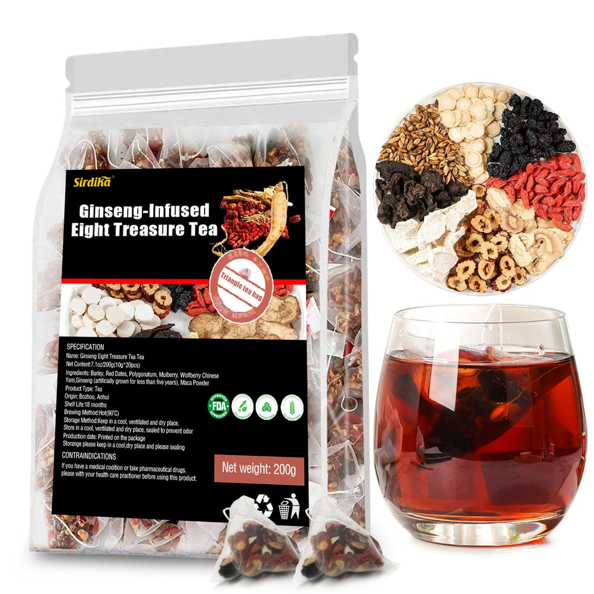 Wanciment Ginseng Eight Treasure Tea pack for daily wellness ritual