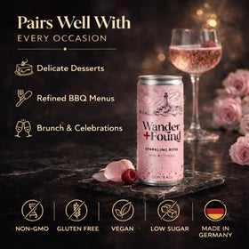 Wander + Found glass pouring Cuvée Blanc, crisp aroma and sparkle.