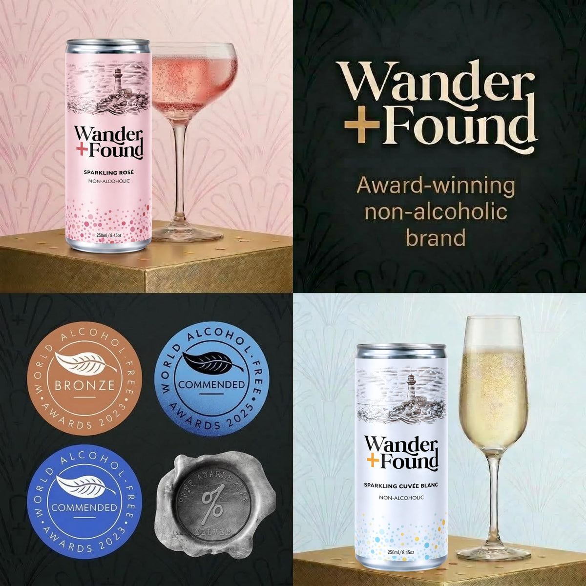 Wander + Found glass pouring Rosé, inviting aroma and fizz.