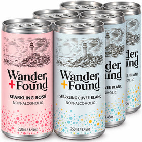 Wander + Found variety pack with Rosé and Cuvée Blanc 8.5 oz cans for easy sipping.