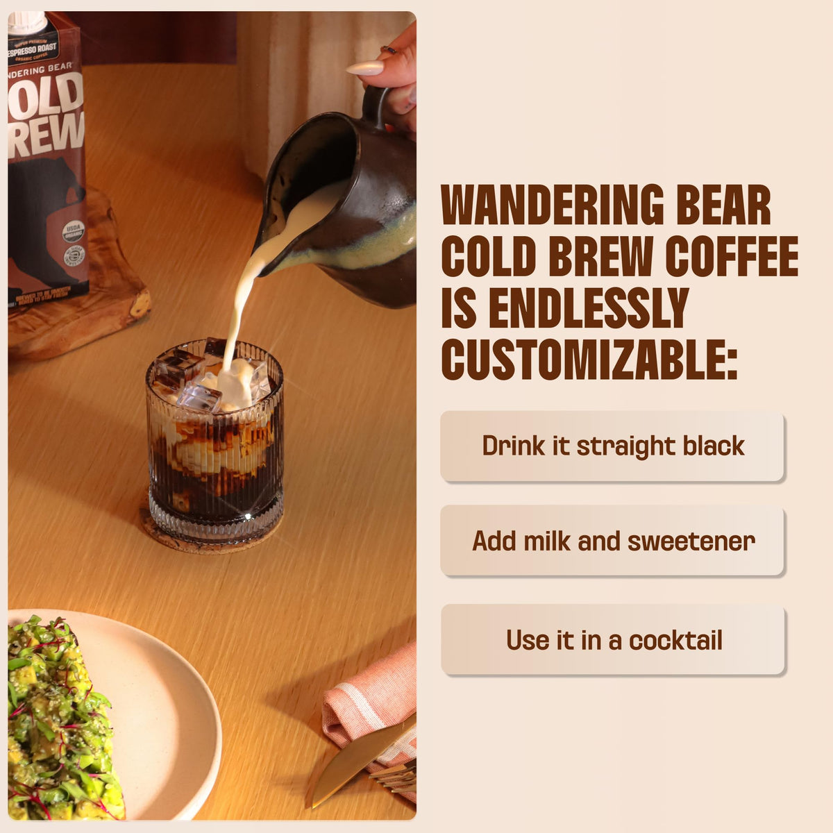 Wandering Bear 160mg caffeine per serving fuels busy mornings with steady energy.