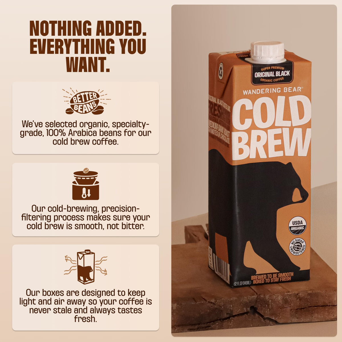 Wandering Bear 21-serving packaging highlights simple 1:3 mix ratio.