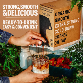 Wandering Bear Decaf Cold Brew 96oz box ready for pantry storage and sharing.