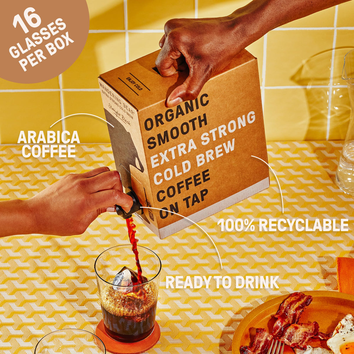 Wandering Bear Decaf Cold Brew shelf-stable packaging keeps freshness unopened.