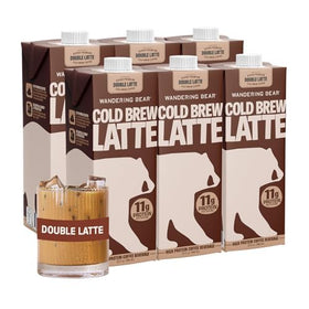 Wandering Bear Double Latte bottle on shelf, ready-to-drink convenience.
