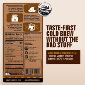Wandering Bear Espresso Roast label closeup highlighting organic Arabica origin
