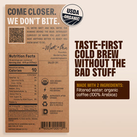 Wandering Bear On Tap Cold Brew box closeup highlights packaging and freshness.