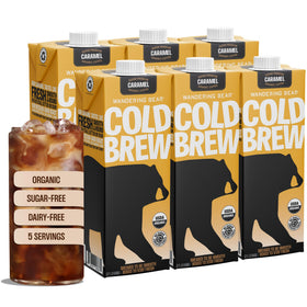 Wandering Bear Organic Caramel Cold Brew bottle for bold, convenient refreshment.
