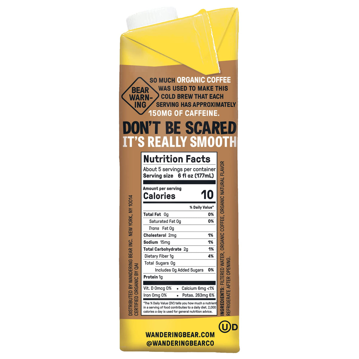 Wandering Bear shelf-stable unopened carton for easy storage