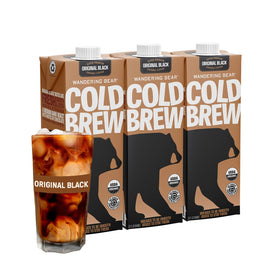Wandering Bear Straight Black Cold Brew carton front view, ready-to-drink convenience.