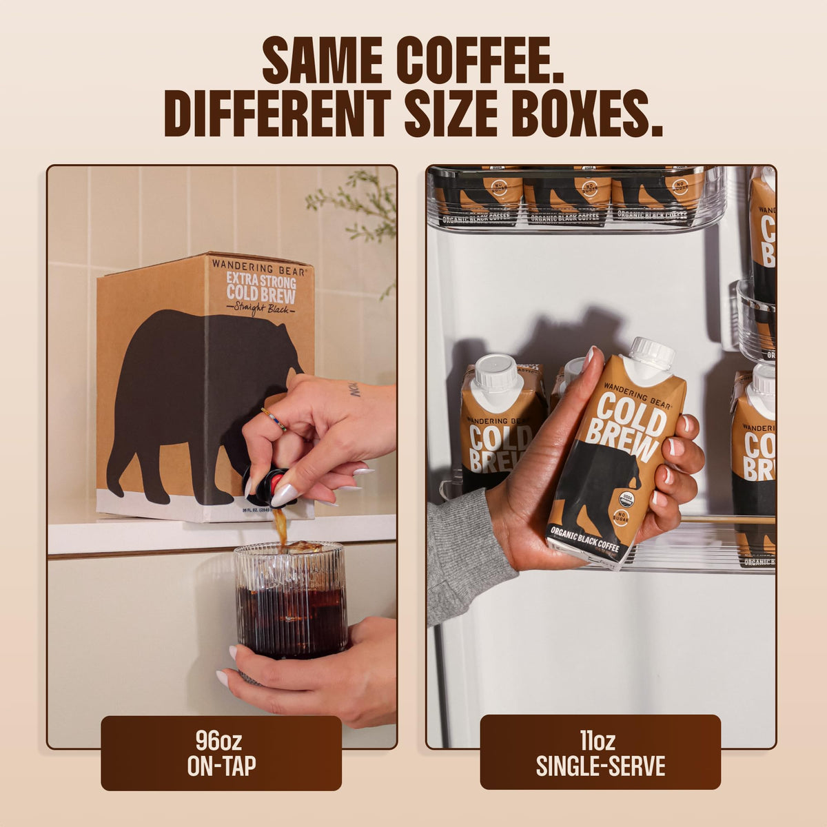 Serving Wandering Bear vanilla cold brew over ice for a refreshing lift