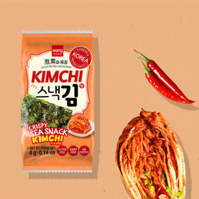 Wang Kimchi seaweed sheets close-up, vivid spice and savory umami.