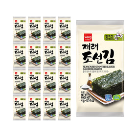 Wang Korean Seaweed Original pack shows convenient 16-count packaging for on-the-go snacking.