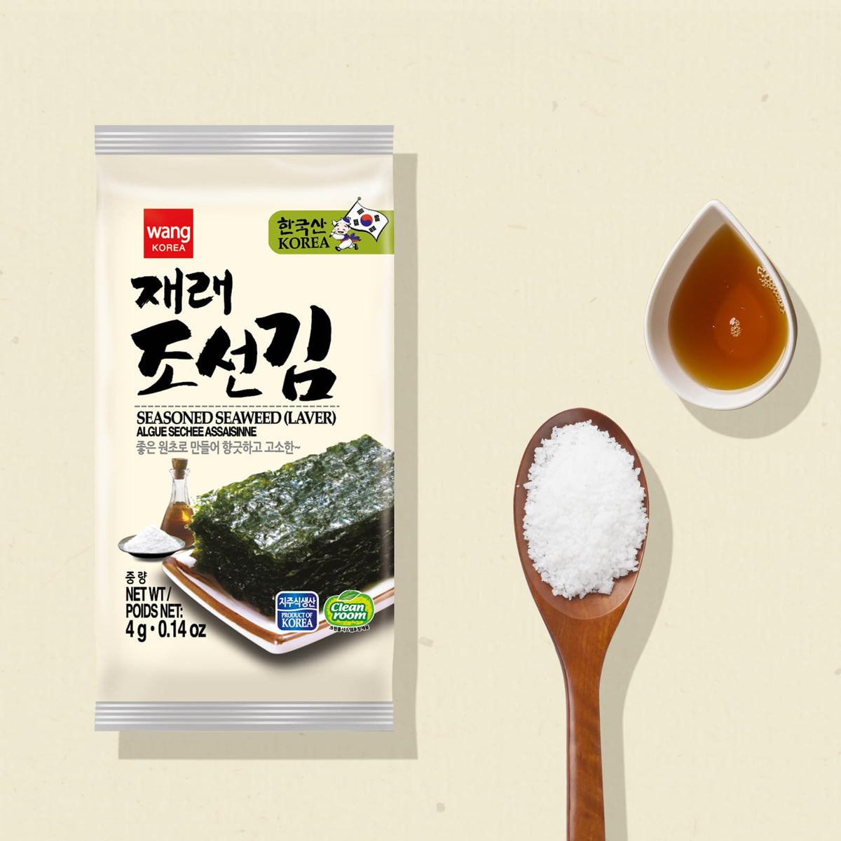 Wang Korean Seaweed Snacks Original packaging close-up, premium roasted sheets