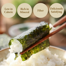Wang seaweed salad topping with kimchi kick for zing.