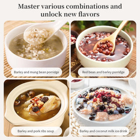 Wanhua Hall family enjoying porridge—hearty, natural grains shared with loved ones.