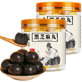 Wanhua Hall handmade black sesame ball in packaging, a convenient snack for on-the-go energy.