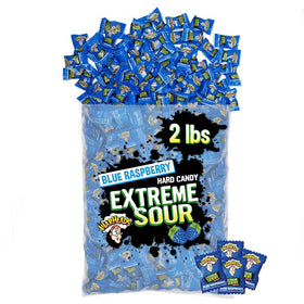 Warheads Blue Raspberry extreme sour candies in bulk bag for party favors