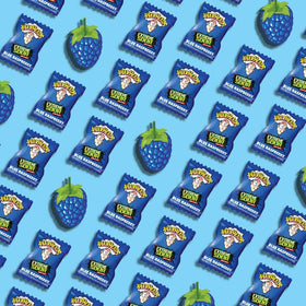Individually wrapped Warheads Blue Raspberry candies ready for grab-and-go snacking