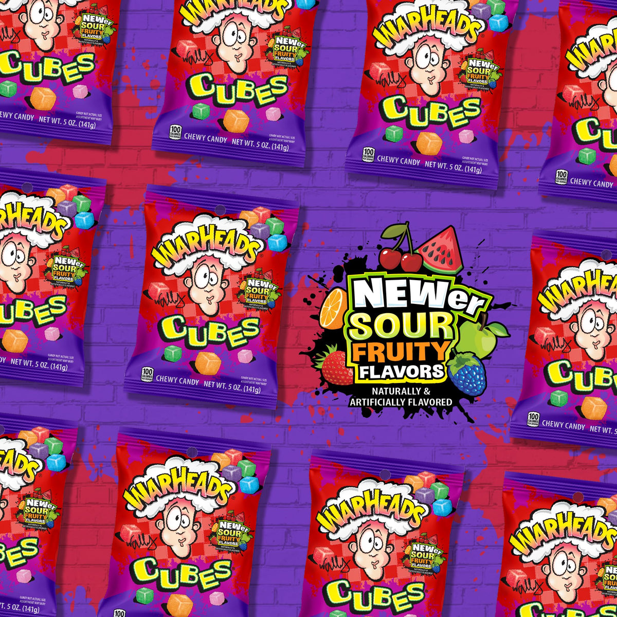 Warheads Cubes black cherry cubes provide bold flavor for a party favorite.