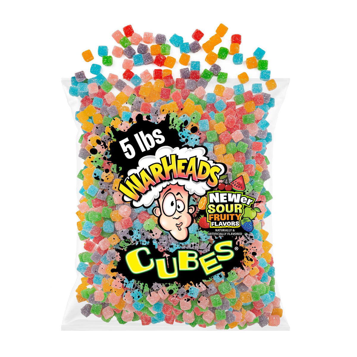 Warheads Cubes orange candy close-up with tangy zest for snack time.