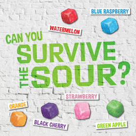 Warheads Cubes strawberry candy close-up highlighting lively sweetness and sour bite.