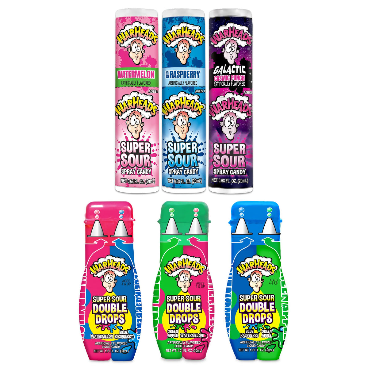 Warheads Double Drops liquid candy pouring, delivering extreme sour flavor.