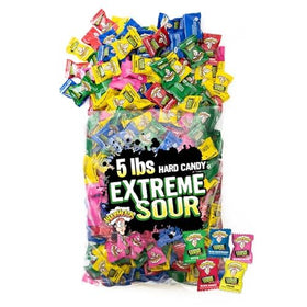 Warheads extreme sour candy bulk bag displaying a variety of flavors for events.
