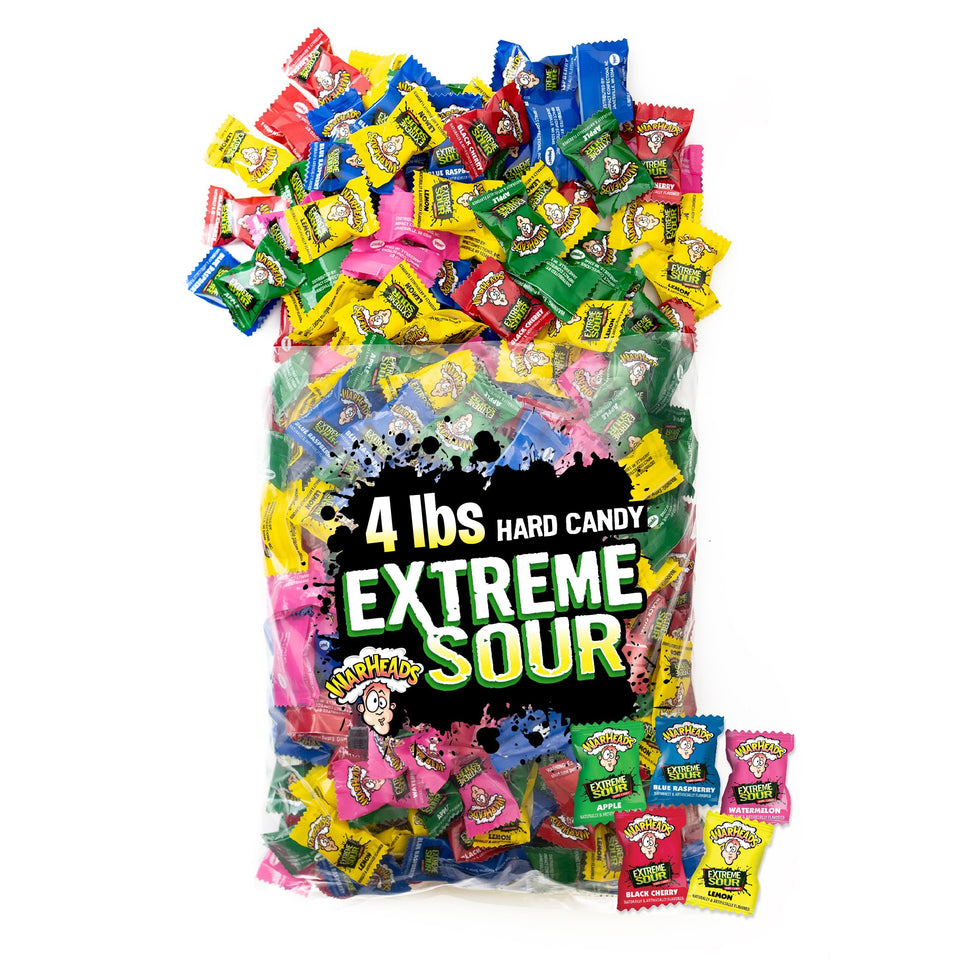 Warheads Sour Apple bulk-bag candy: tangy exterior, shareable party treat.