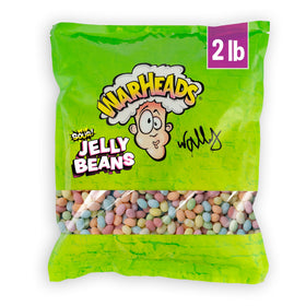 Warheads sour jelly beans in black cherry flavor for bold snacking and party bowls.