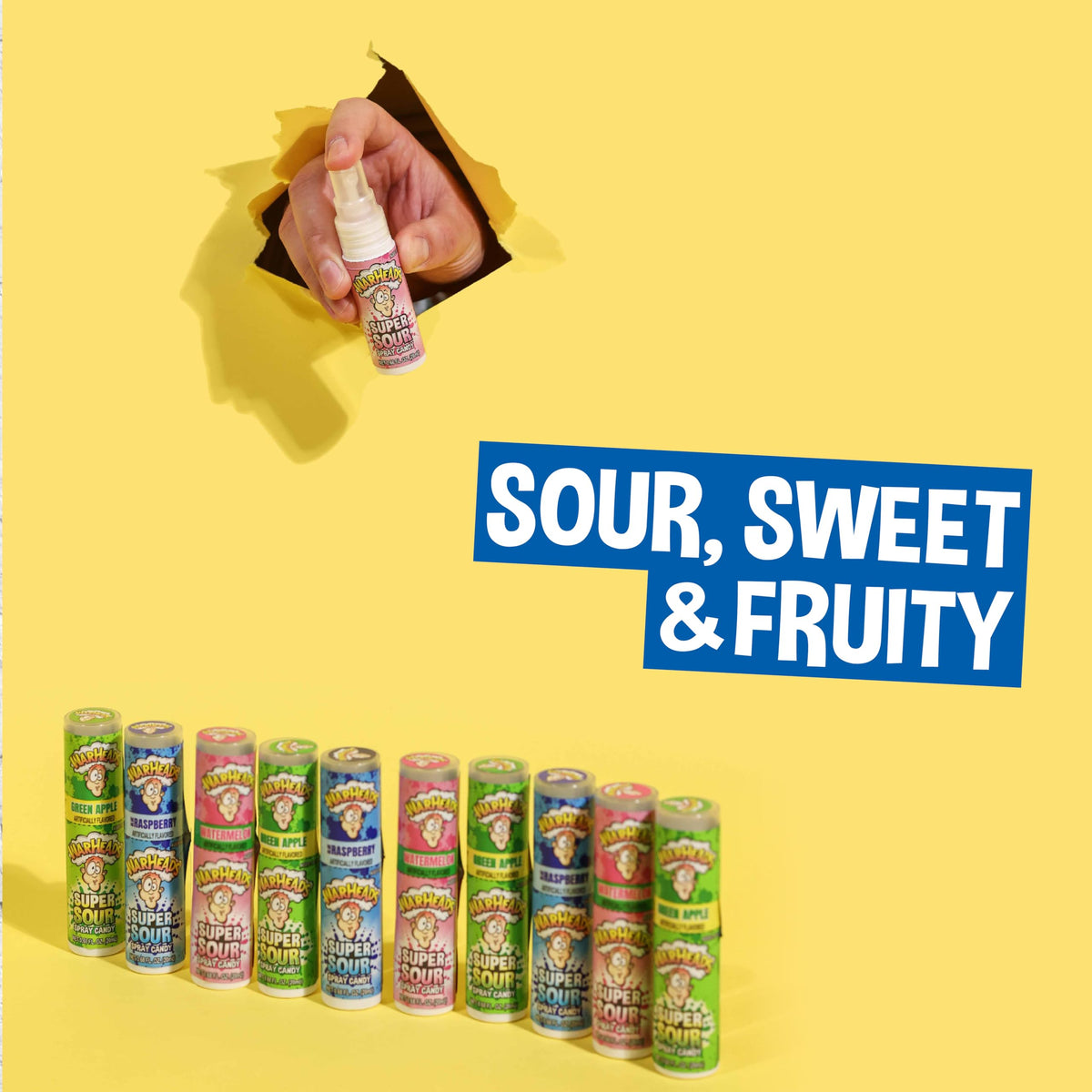 Warheads Sour Spray Watermelon bottle showing intense sour burst for everyday treats