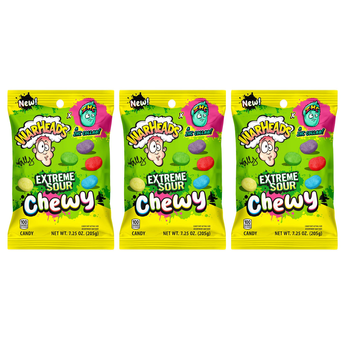 Warheads ZHC Extreme Sour Chewy bag with exclusive artwork, perfect for party snacking