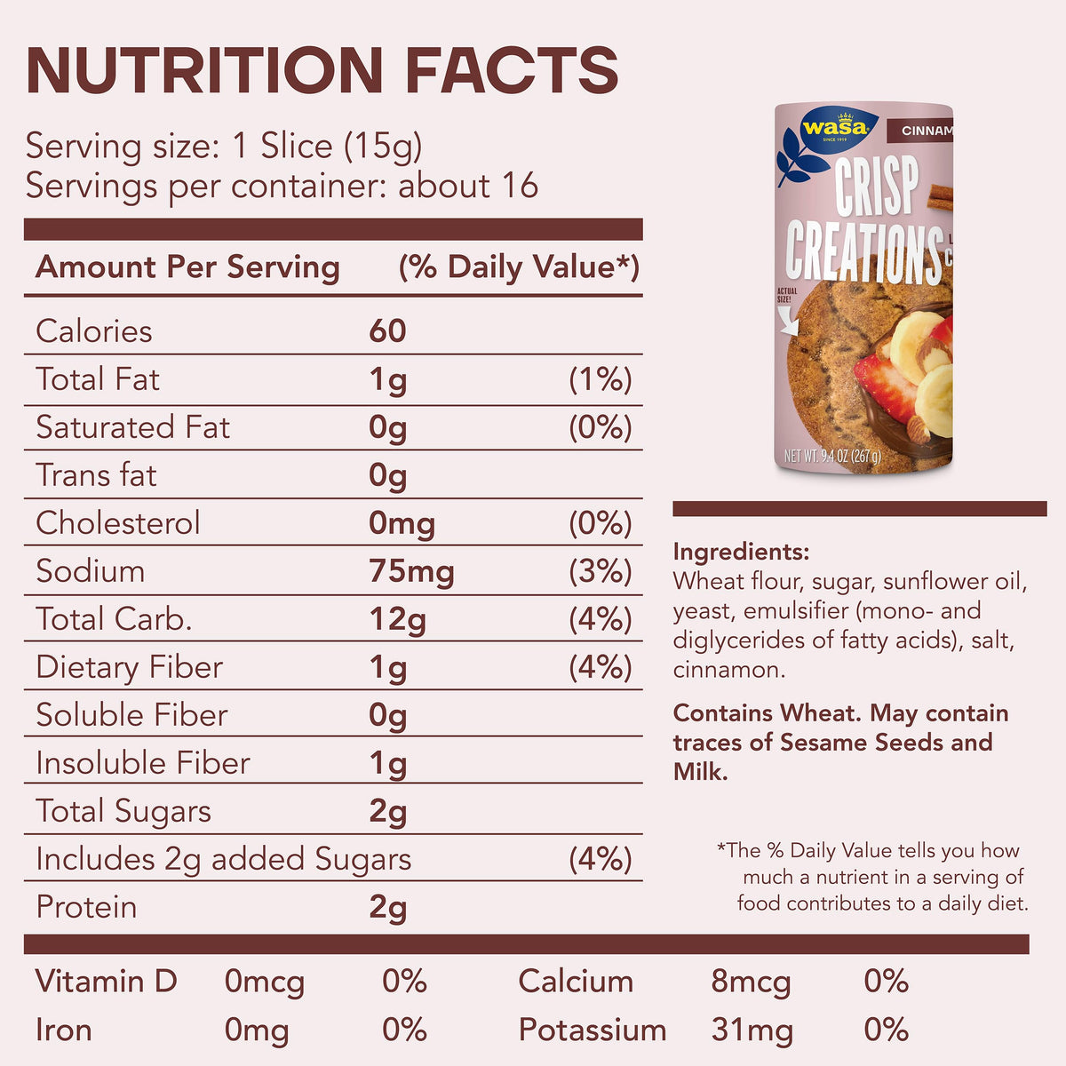 Wasa Cinnamon Crisp Creations carbon-neutral brand supporting planet-friendly choices.