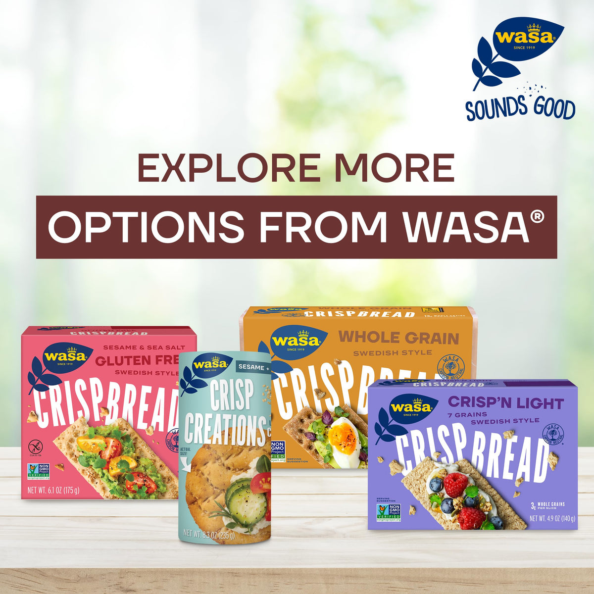 Wasa Cinnamon Crisp Creations pack of 8 for family snacking on the go.