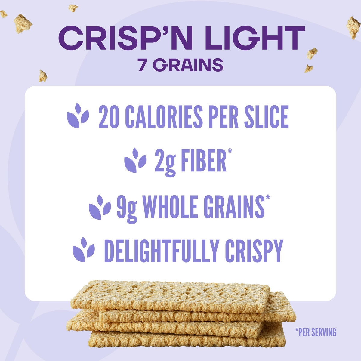 Close-up of baked crunch in Wasa Crisp'n Light 7 Grains Crispbread.