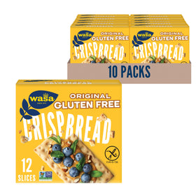 Wasa Gluten Free Original Crispbread pack front, ideal for quick, satisfying snacking.