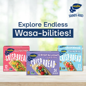 Wasa Gluten Free Original Crispbread serving plate with toppings.