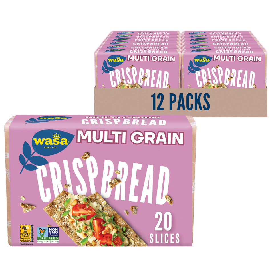 Wasa Multi Grain Crispbread stack shows a sturdy base for toppings