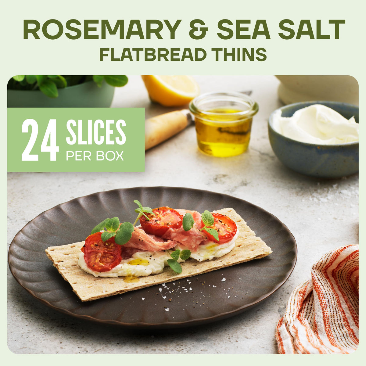 Wasa Rosemary and Sea Salt Flatbread Thins close up reveals oven baked crunch