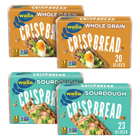 Wasa sourdough crispbread slices on a board ready for toppings.