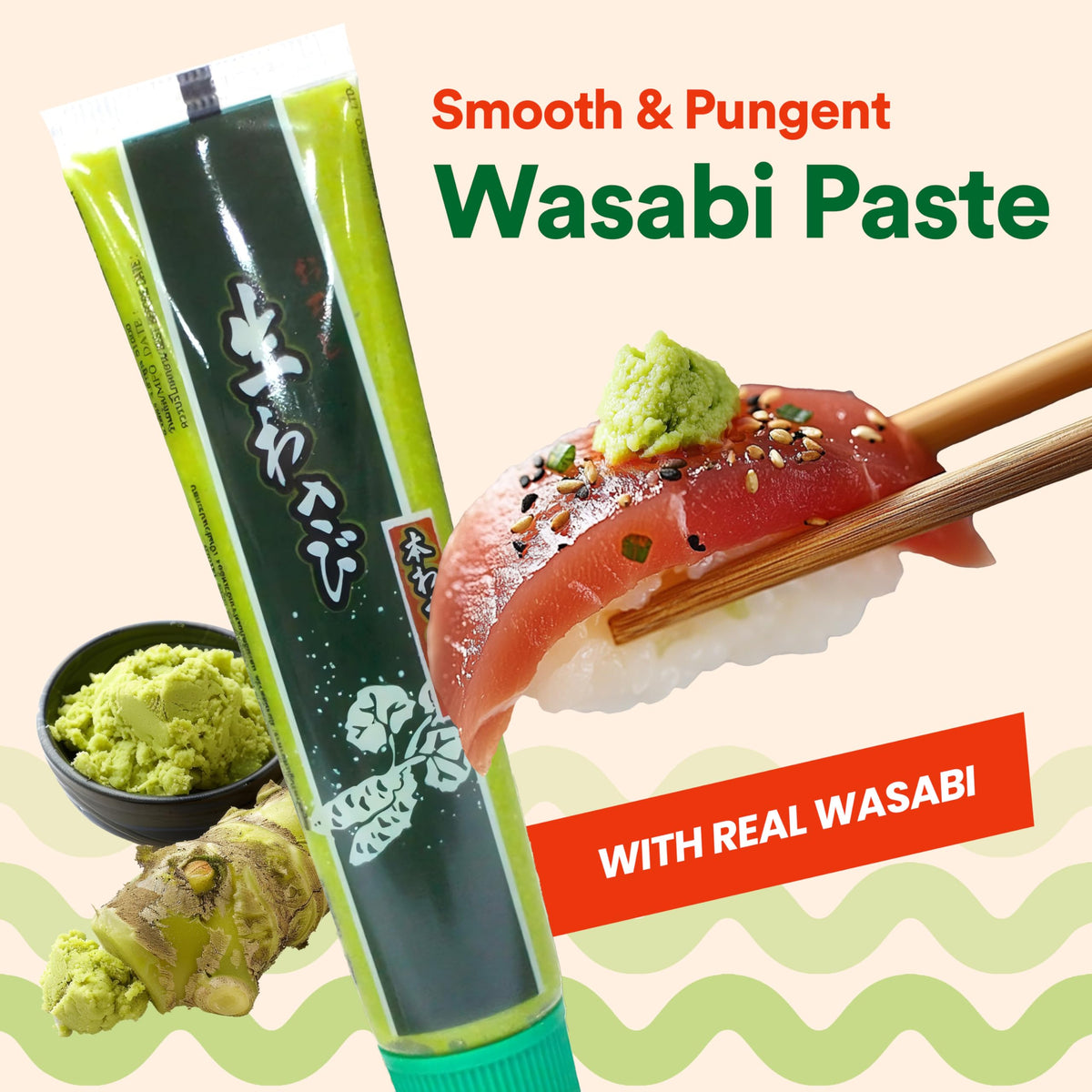 Wasabi-O real wasabi paste in mayo prep illustrating creamy balance with heat.