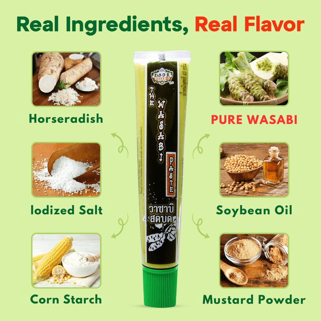 Wasabi-O real wasabi paste on sushi-sashimi plate highlighting bright, clean pungency.