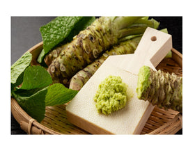 Wasabi sauce bottle on plate-ready for appetizers and dips at gatherings.