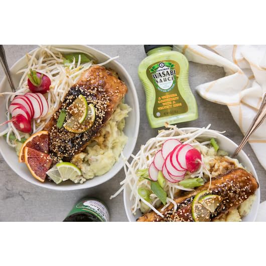 Wasabi sauce drizzle over a club sandwich, adding velvety zing.