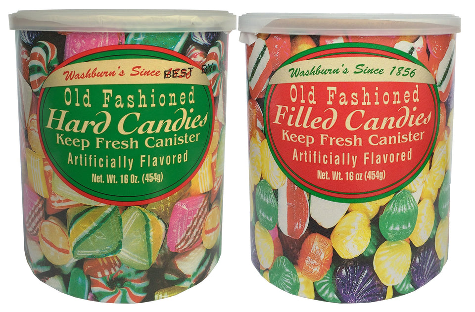 Washburn old fashioned candies two-canister bundle ready for sharing.