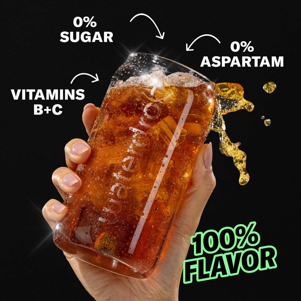 Waterdrop Cola cubes dissolving in water to deliver instant flavor without stirring