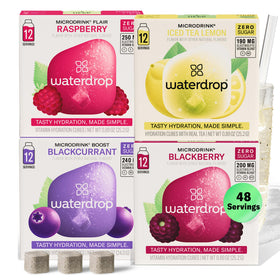 Waterdrop Hydration Cubes Variety Pack front view for convenient, sugar-free hydration on the go.