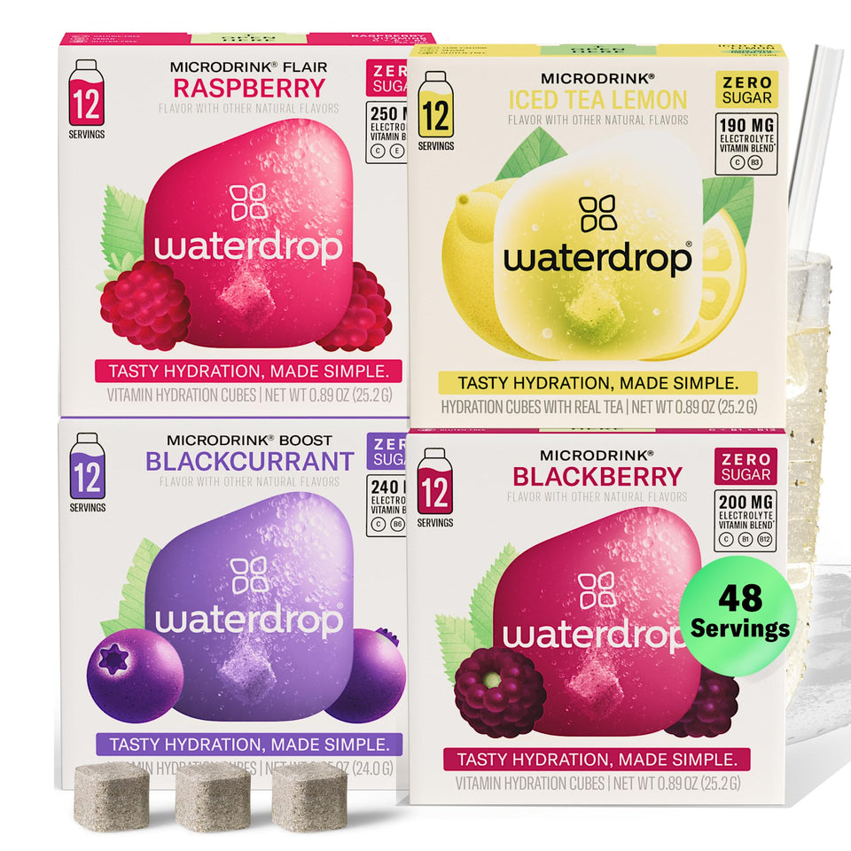 Waterdrop Hydration Cubes Variety Pack front view for convenient, sugar-free hydration on the go.